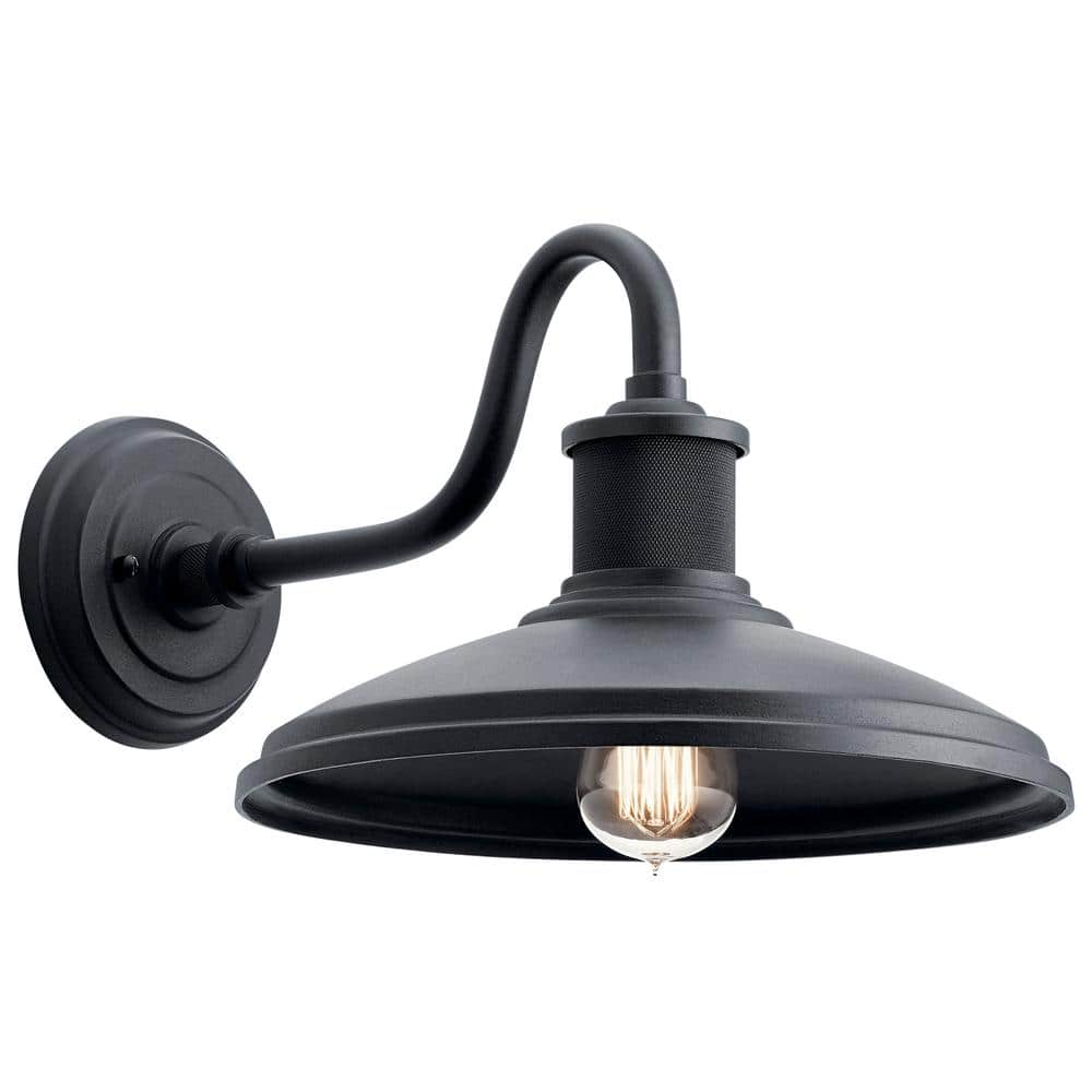 Kichler Allenbury 1 Light Textured Black Outdoor Wall Sconce with Clear Seeded Glass