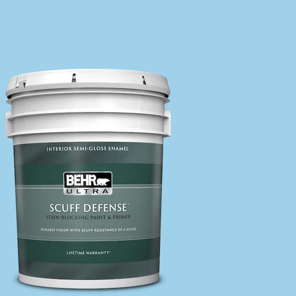 BEHR ULTRA 5 gal. #P500-3 Spa Blue Extra Durable Semi-Gloss Enamel Interior Paint & Primer