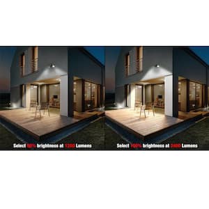 Dusk to Dawn Lumen Boost Bronze Outdoor Integrated LED Twin Head Security Flood Light IP65 4000K (4-Pack)