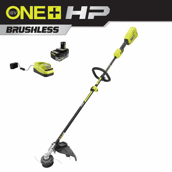 Photo 1 of ONE+ HP 18V Brushless 15 in. Attachment Capable String Trimmer with 6.0 Ah Battery and Charger