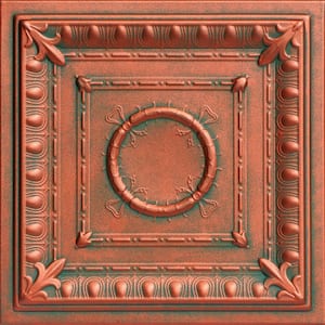 Romanesque Copper Patina 1.6 ft. x 1.6 ft. Decorative Foam Glue Up Ceiling Tile (21.6 sq. ft./case)