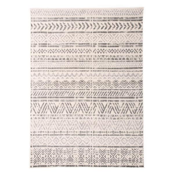 WRG Monaco Gray 6 ft. 6 in. x 6 ft. 6 in. Square Geometric Bohemian Design Area Rug