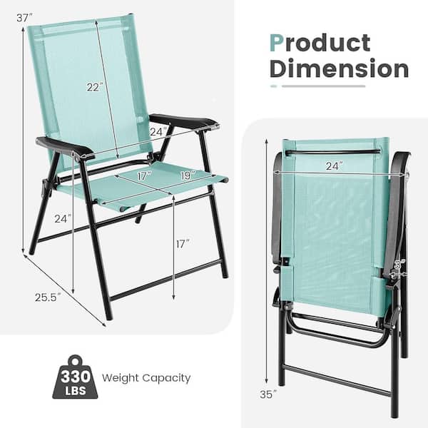 Gymax Mint Green Patio Folding Chairs Outdoor Portable Fabric Pack