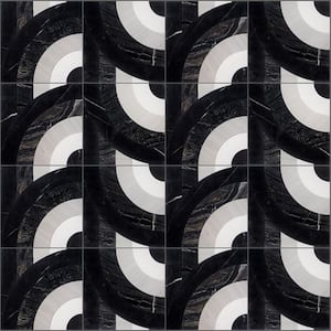 Elizabeth Sutton Bow Vertical Night 12 in. x 12 in. Polished Marble Floor and Wall Mosaic Tile (1 sq. ft. / Sheet)