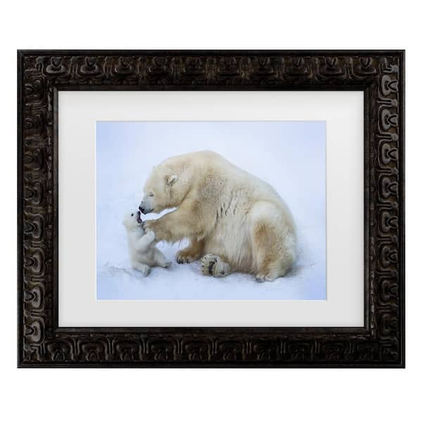 Anton Belovodchenko Polar Bear with Mom Matted Framed Photography Wall Art 19.5 in. x 23.5 in.