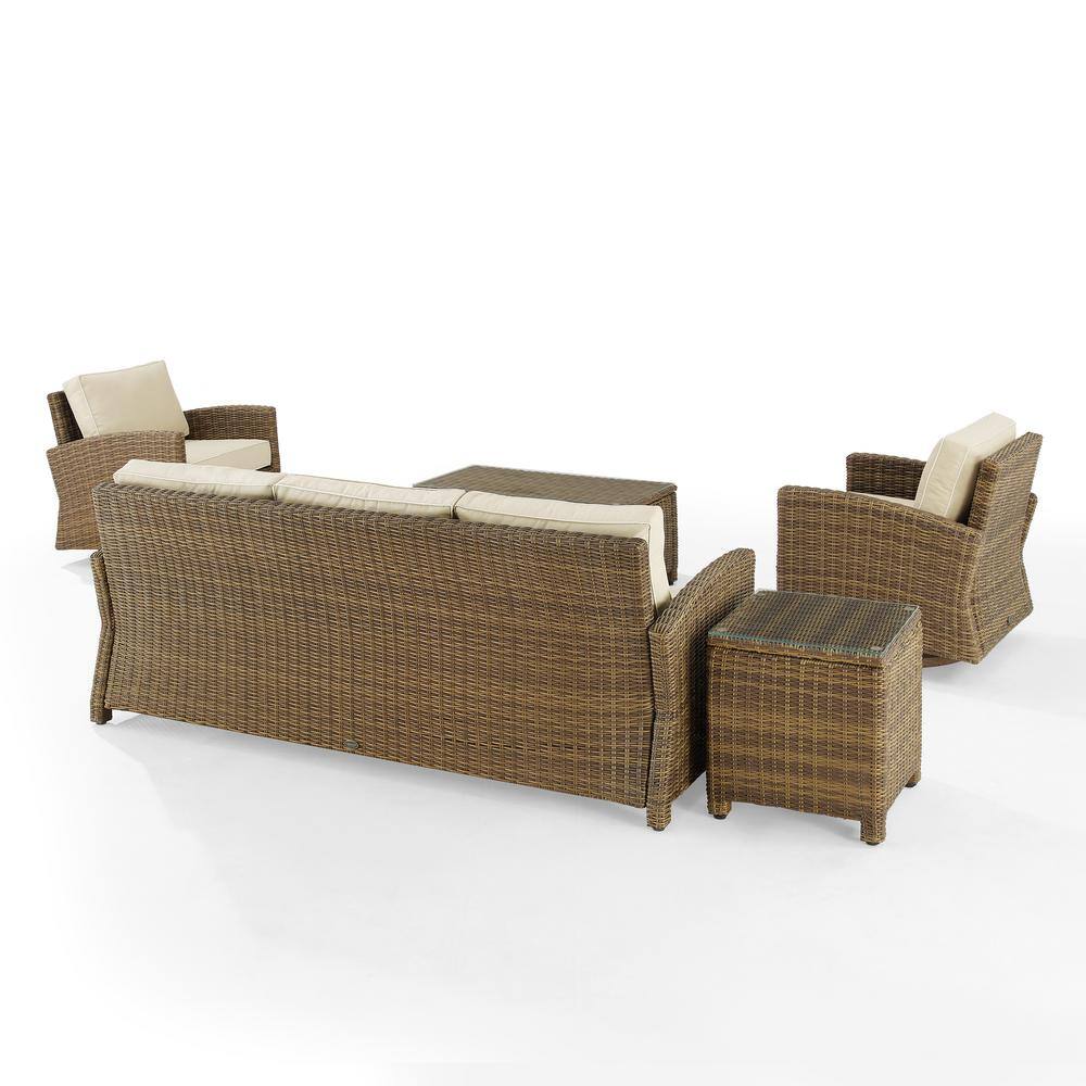Bradenton Weathered Brown 5-Piece Outdoor Sofa & Swivel Rocker Set with Glass Top Tables