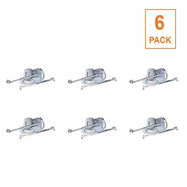 4 in. White Recessed Non-IC New Construction Housing (6-Pack)