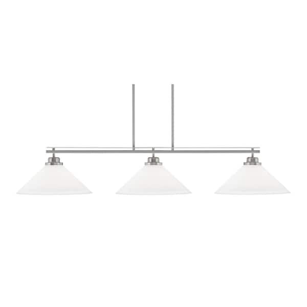 Unbranded Monroe 3-Light Billiard Light, Round Fitter, Brushed Nickel Finish, 16 in. White Muslin Glass