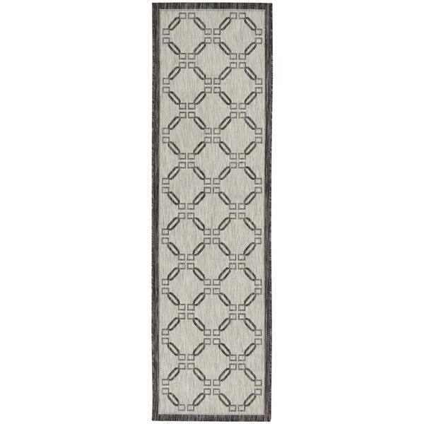 Nourison Garden Party Ivory/Charcoal 2 ft. x 8 ft. Kitchen Runner ...