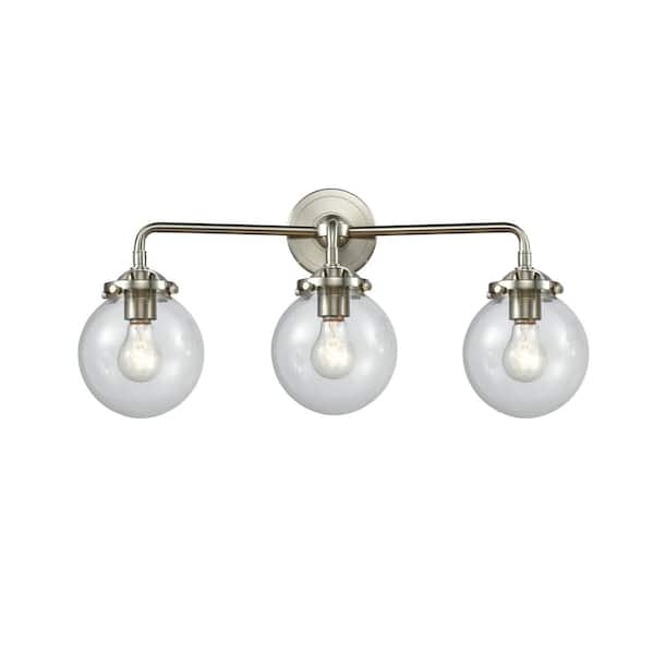 Innovations Beacon 24 in. 3-Light Brushed Satin Nickel Vanity Light with Clear Glass Shade