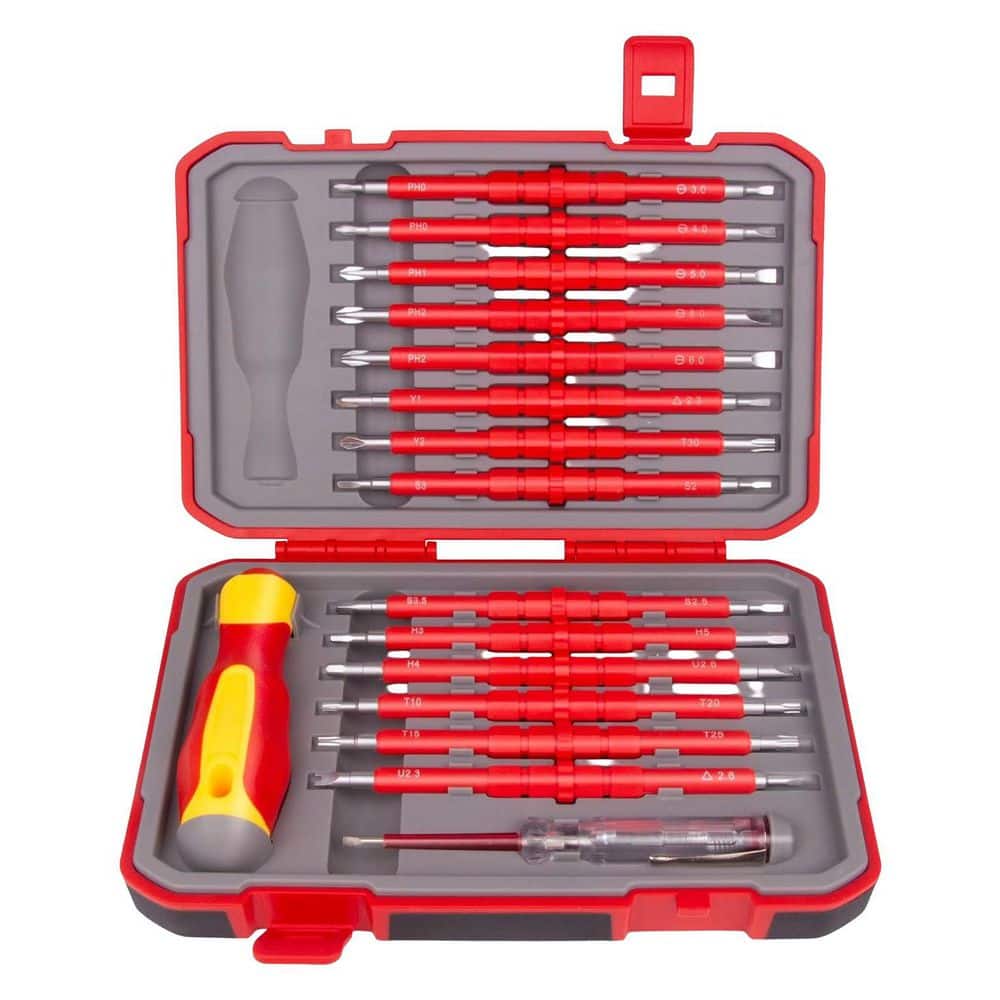 1000V Insulated Screwdriver Set 29 Piece Magnetic CR-V Shank Phillips Slotted Torx Hex Square Voltage Tester price history on PriceWatchPro