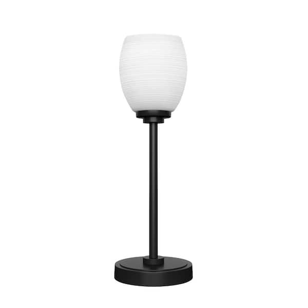 Unbranded Quincy 17 in. Matte Black Accent Lamp with White Matrix Glass Shade
