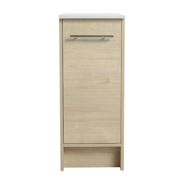 Tileon 12 in. W x 18.1 in. D x 29.6 in. H Light Oak Freestanding Bath Vanity with Sintered Stone Top in White