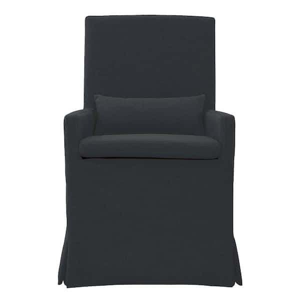 Padma's Plantation Sandspur Beach Charcoal Grey Arm Dining Chair with Casters