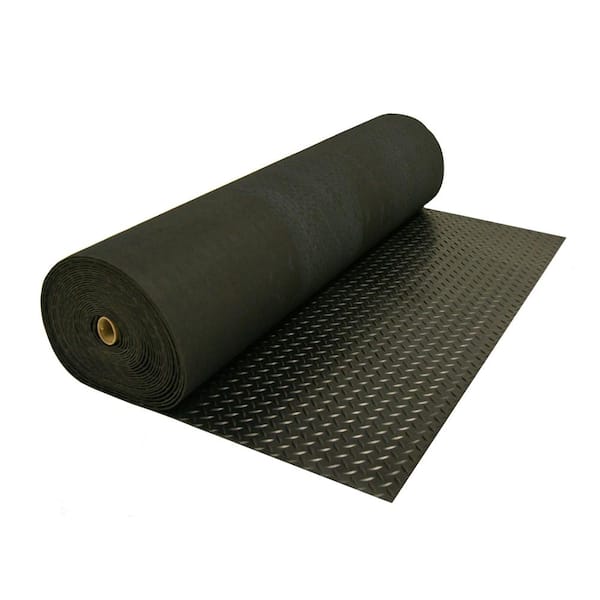 Black Rubber Gym Flooring Non Slip Diamond Plate Floor Rubber Mat 4 ft x 15 ft 
