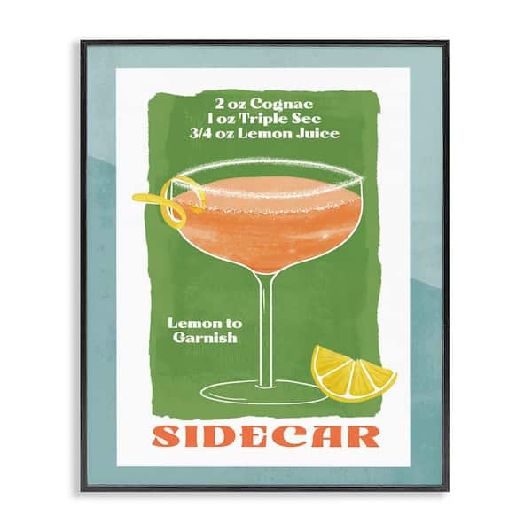 Stupell Industries Retro Sidecar Recipe by Deane Beesley Black Framed Food Giclee Art Print 20 in. x 16 in.