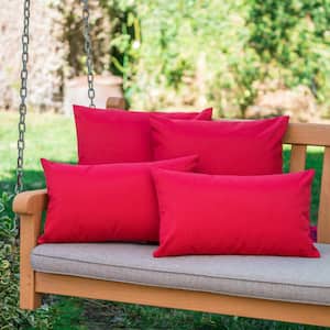 Coronado Red Square and Rectangular Outdoor Patio Throw Pillow (4-Pack)