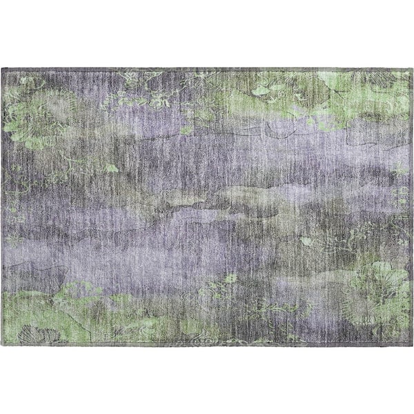 Mayfield Premium Machine Washable Abstract AMF1869 Lavender 2 ft. x 3 ft. Area Rug