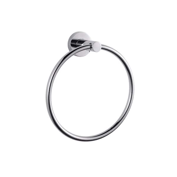 Lexora Bagno Nera Stainless Steel Towel Ring in Chrome