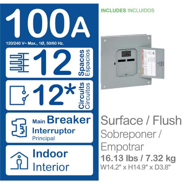 QO 100 Amp 12-Space 12-Circuit Indoor Main Breaker Plug-On Neutral Load Center with Cover