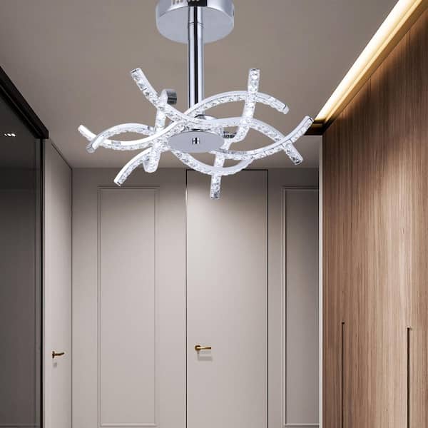 Jefferson 17.7 in. 6-Light Silver LED Semi-Flush Mount