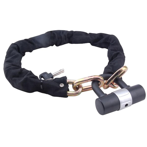 Steel Core 35.5 in. Heavy Duty Iron Chain with Keyed Padlock and Protective Polyester Chain Cover