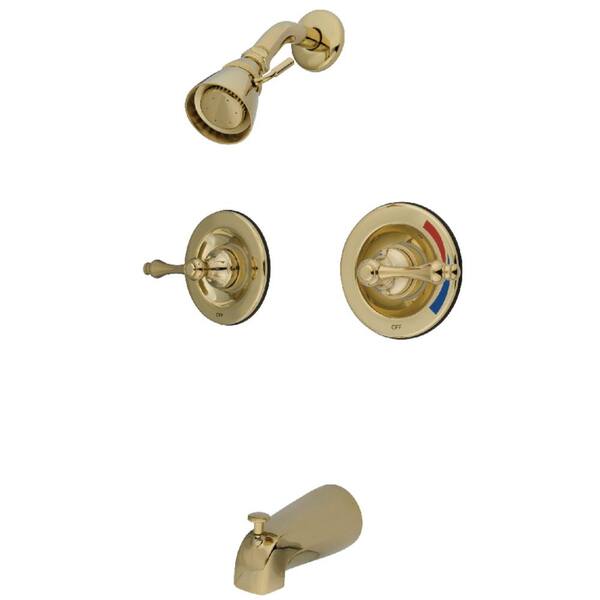 Kingston Brass Vintage Double Handle 1-Spray Tub and Shower Faucet 2 GPM with Corrosion Resistant in Polished Brass