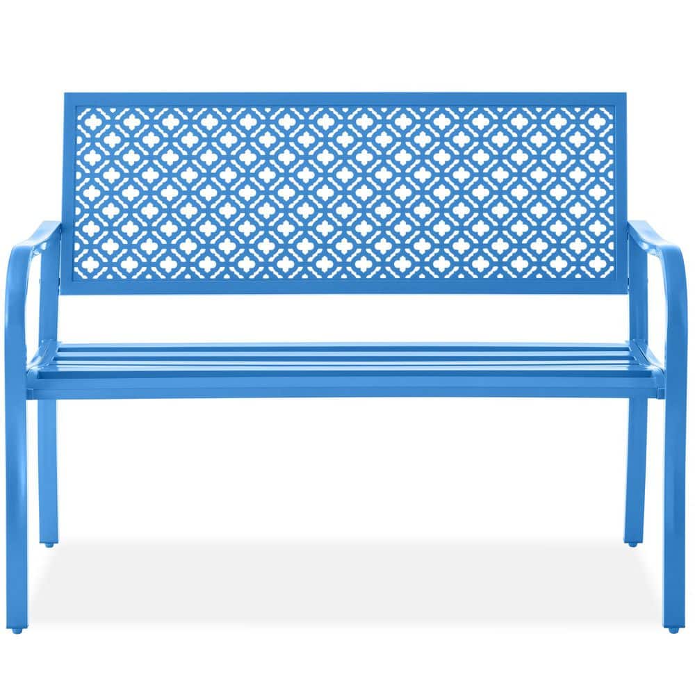 2-Person Ocean Blue Metal Outdoor Geometric Garden Stationary Bench price history on PriceWatchPro