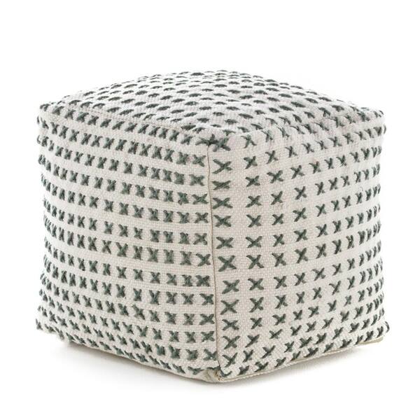 Noble House Flanner Grey Square Pouf Ottoman 19398 - The Home Depot