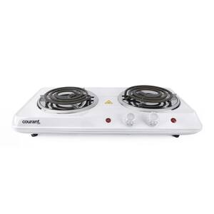 Electric Double Burner Hot Plate in White