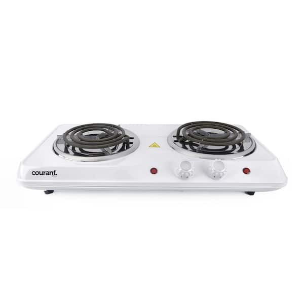 MegaChef Portable Dual Electric Cooktop - White
