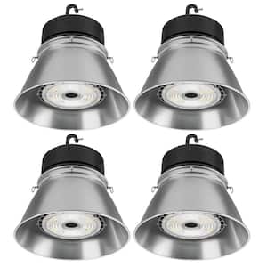 13.4 in. Round 400W Equivalent Integrated LED Brushed Nickel High Bay Light w/ Adjustable Beam 22,000 Lumen (4-Pack)