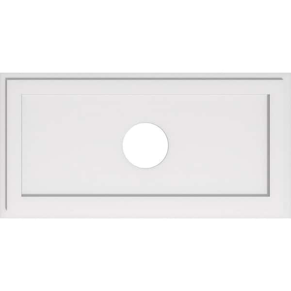 Ekena Millwork 38 in. W x 19 in. H x 6 in. ID x 1 in. P Rectangle Architectural Grade PVC Contemporary Ceiling Medallion