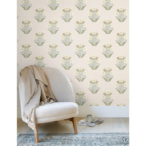 Sophie Sage Floral Medallion Peel and Stick Wallpaper