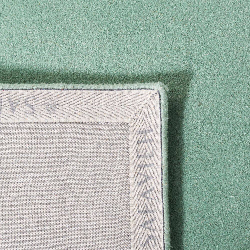 Art Deco Hand-Tufted Wool & Silk Green Square Rug - 5' x 5'