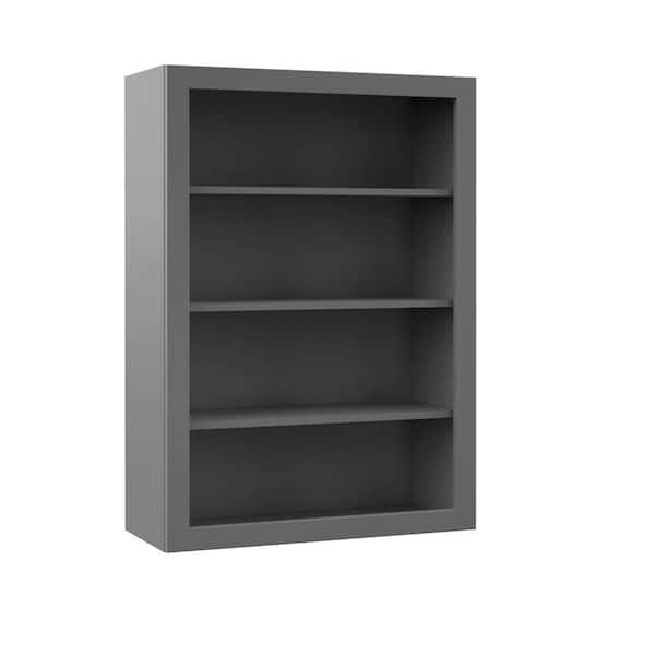 Hampton Bay Designer Series Melvern Storm Gray Shaker Assembled Wall Open Shelf Kitchen Cabinet 2903