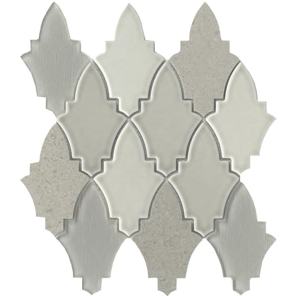 EMSER TILE Fleur Roza 11.18 in. x 11.89 in. Floral Polished Glass Mosaic Tile ( 0.923 sq. ft./Each)