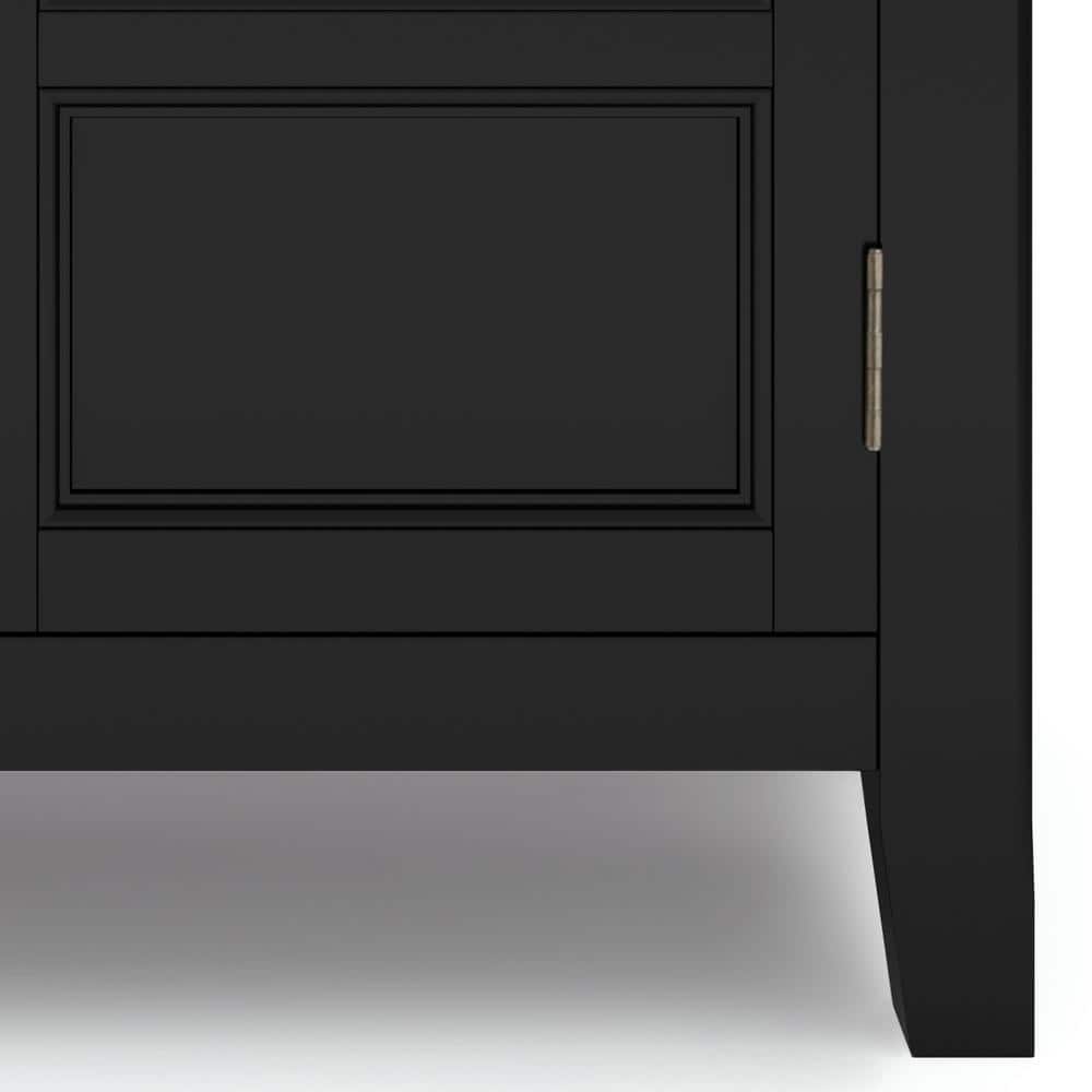 Burlington Black Solid Wood Low Storage Cabinet with Adjustable Shelves