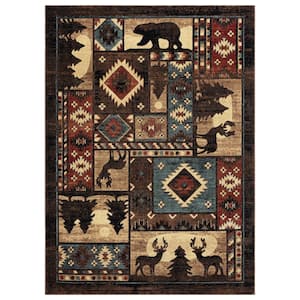 Buffalo Bear Brown/Red 2 ft. x 3 ft. Area Rug
