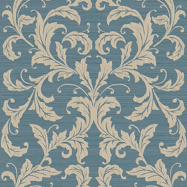 Unbranded Nordic Elements Blue Embossed Linear Damask Matte Finish Non-Pasted Non-Woven Wallpaper Roll