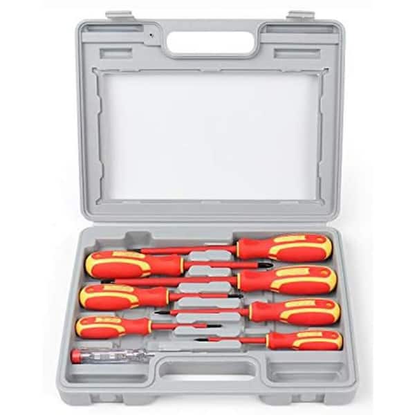 1000-Volt Insulated Screwdriver Set Magnetic Tips 3 Phillips 4 Slotted Electric Pen Case 8-Piece Hand Tool