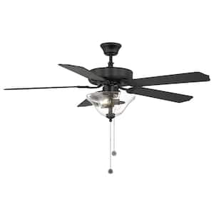 52 in. Indoor Matte Black Ceiling Fan with Light Kit