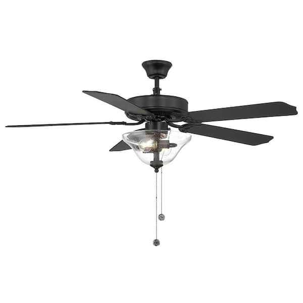 TUXEDO PARK LIGHTING 52 in. Indoor Matte Black Ceiling Fan with Light Kit