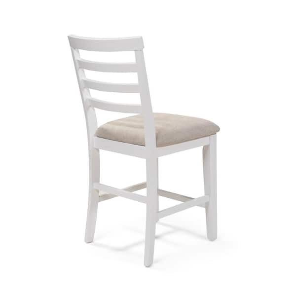 Furniture of America Martin White Weathered Oak Wood Ladder Pub Chair (Set of 2)