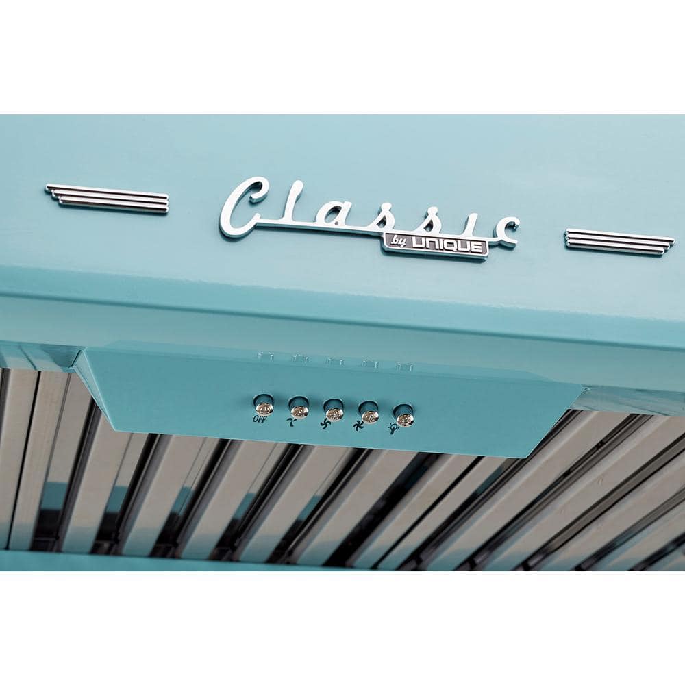 Ocean Mist Turquoise 24" Stainless Steel Under Cabinet Range Hood