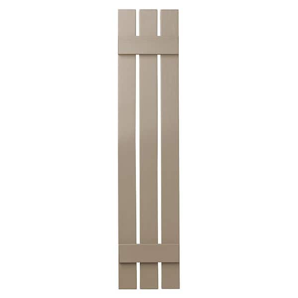 Ply Gem 12 in. x 51 in. Polypropylene 3-Board Open Board and Batten Shutters Pair in Pebblestone Clay