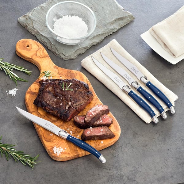 French Home Laguiole 4-Piece Steak Knife Set - Navy Blue