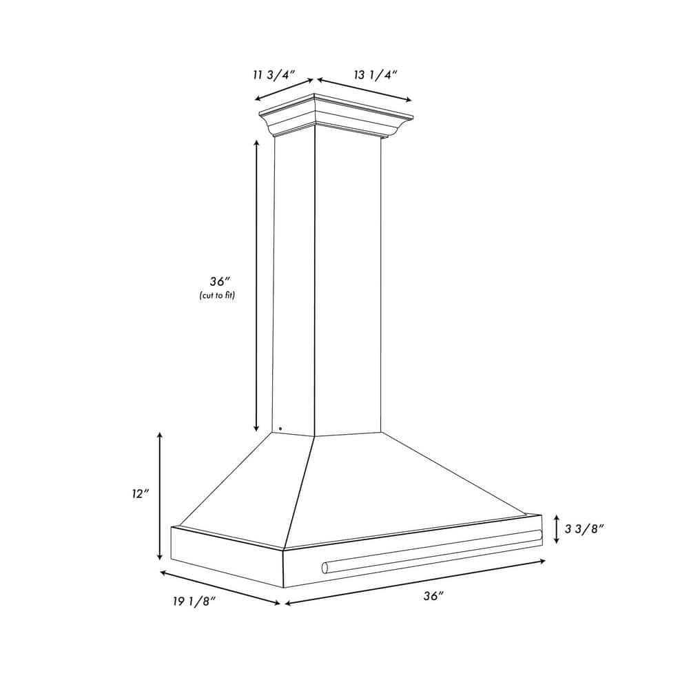 36" Stainless Steel Convertible Range Hood with Gold Handle
