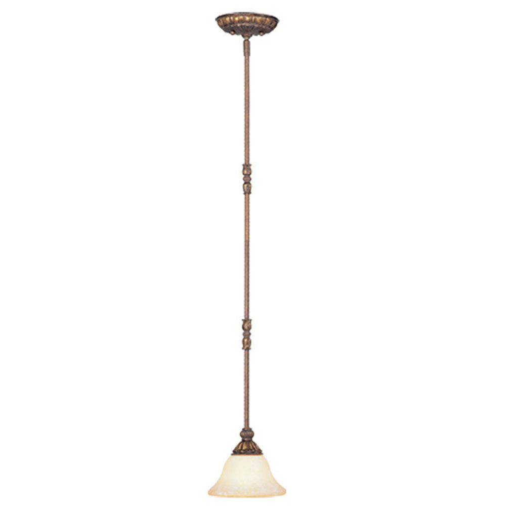 Livex Lighting 8610-30 Mini Pendant with Vintage Scavo Glass Shades Crackled Greek Bronze with Aged Gold Accents 