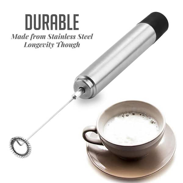 OVENTE Stainless Steel Milk Frother, Coffee Mixer Wand, Silver